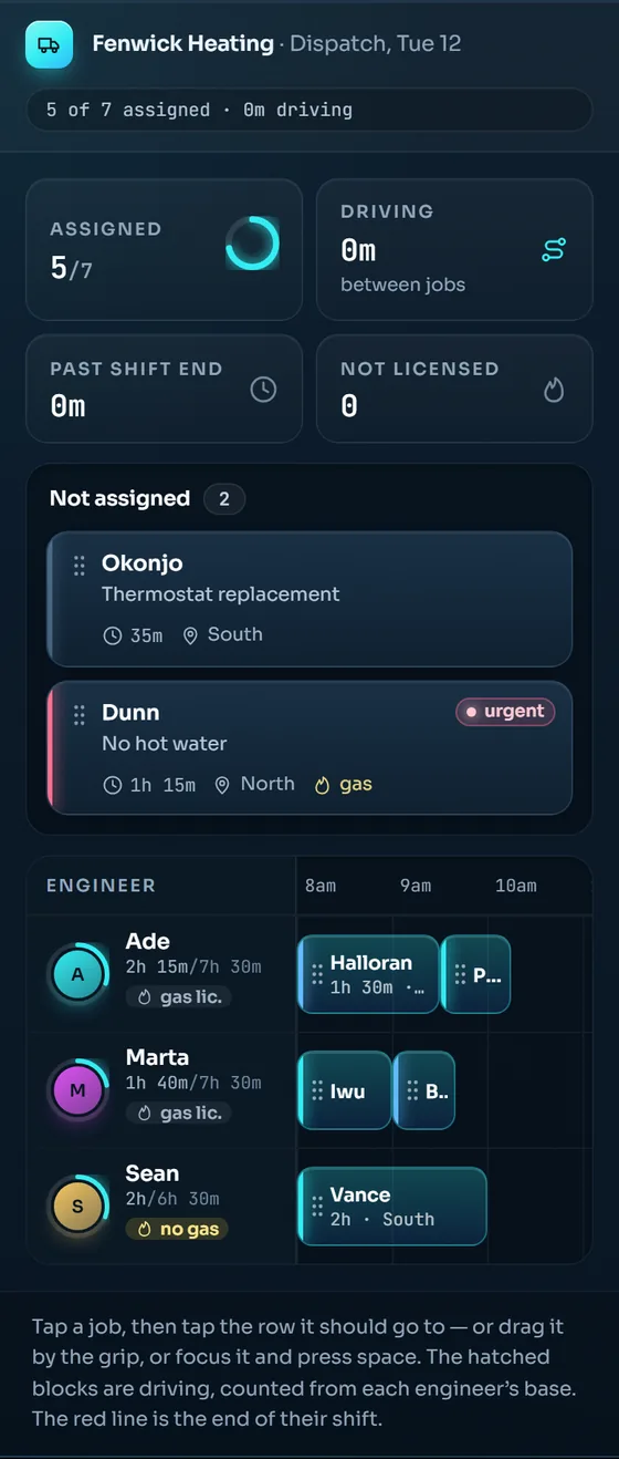 The same board on a phone