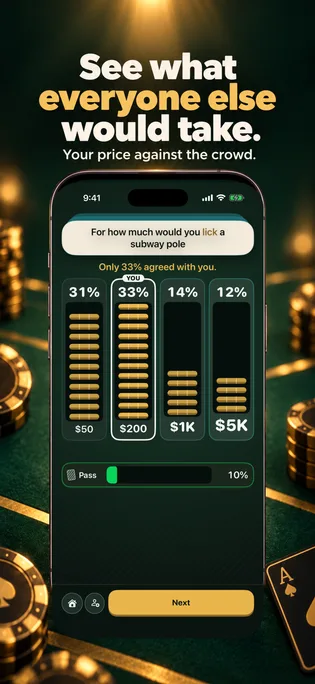 Cash or Pass: Party Dares, screen 2