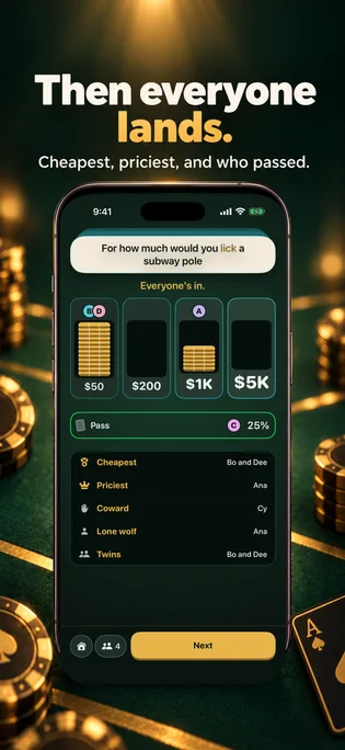 Cash or Pass: Party Dares, screen 4