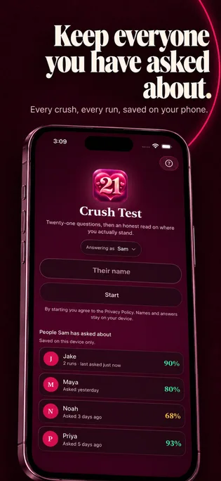Crush Test: 21 Questions, screen 1