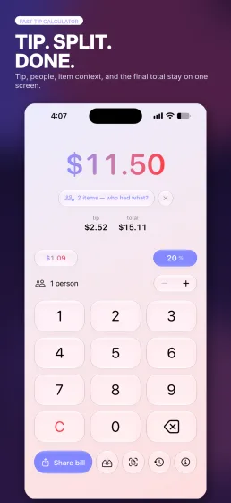 Split & Tip: Easy Tipping, screen 1